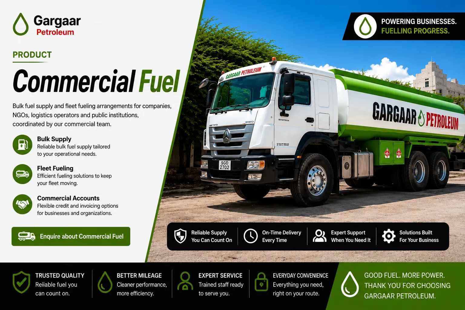 Commercial Fuel supplied by Gargaar Petroleum